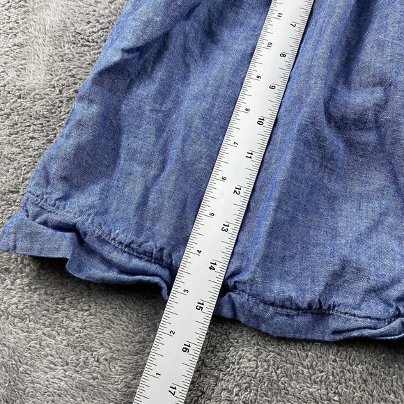 J Crew Chambray Off Shoulder Top Womens 2P Petite Blue Short Sleeve - Picture 4 of 13